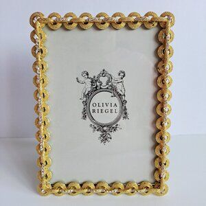 NEW Olivia Riegel Picture Frame Gold Tone Circles with Crystals 5x7